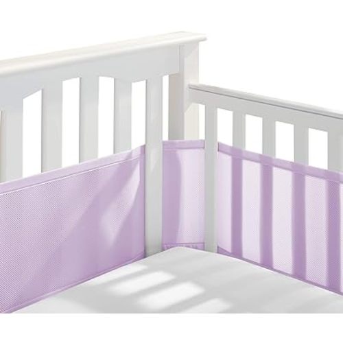 BreathableBaby Breathable Mesh Liner for Full-Size Cribs, Classic 3mm Mesh, Lavender (Size 4FS Covers 3 or 4 Sides)