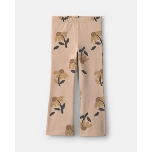 Toddler Girl Floral Cotton Pull-On Stretch Flare Leggings - Tan | Carter's
