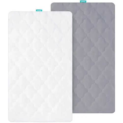 Bassinet Mattress Pad Cover, Fits 21” x 35” Bold, HARPPA, Larex 3 in 1, Li’l Pengyu, MiClassic and Milliard Bedside Bassinet, 2 Pack, Ultra Soft Waterproof Breathable, White and Grey