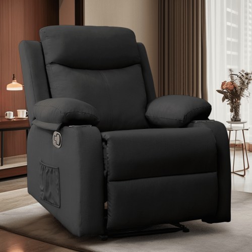 Lnsenfin Manual Small Recliner Chair for Small Spaces Linen Living Room,Black