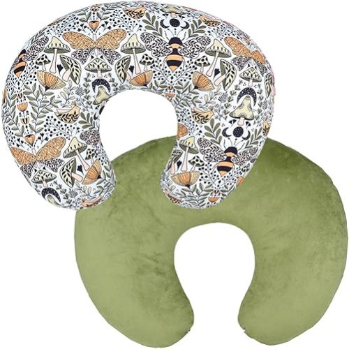 Winmany Baby Nursing Pillow Cover Infant Removable Breastfeeding Pillow Cover Cute Pattern Newborn Nursing Pillowcase Slipcovers Cushion Cover for Girls Boys 22.5 x 18 (Butterflies & Bees)