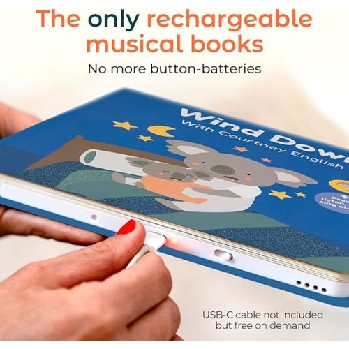 Cali’s Books Wind Down – USB-C Rechargeable Baby Book for Toddlers 1-3 | Expert-Designed Bedtime Musical Book with Gentle Activities and Affirmations for a Calming Nightly Routine