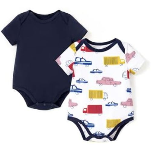 PATPAT Baby Bodysuits Soft Bamboo Viscose - Short Sleeve Boys and Girls - Newborn Infant Neutral - 2 Pack