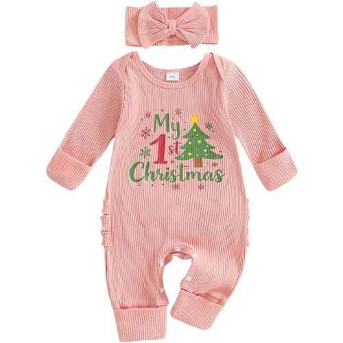 My First Christmas Baby Girl Outfit Newborn Long Sleeve Romper Onesie Infant Jumpsuit Fall Winter Clothes Outfits