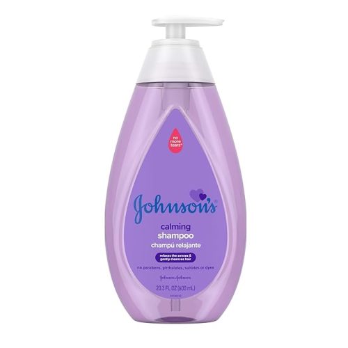 Johnson's Baby Calming Shampoo with Soothing NaturalCalm Scent, No More Tears Baby Hair Shampoo, Free of Parabens, Sulfates & Dyes, Baby Bath Essential, Hypoallergenic, 20.3 fl. oz