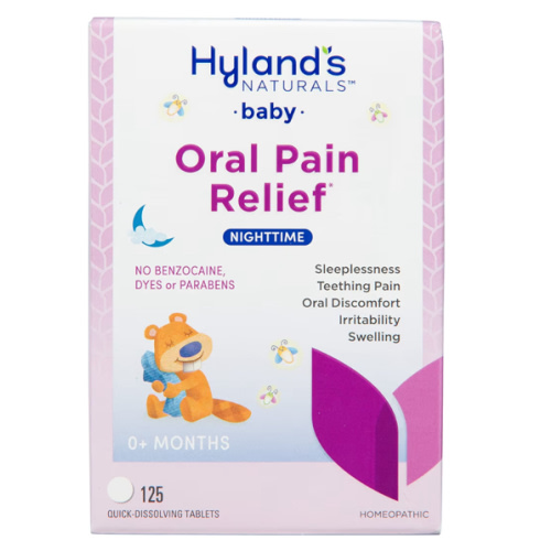 Hyland's Baby Nighttime Soothing Tablets with Chamomilla, Natural Relief of Oral Discomfort, Irritability, and Swelling, 125 Count
