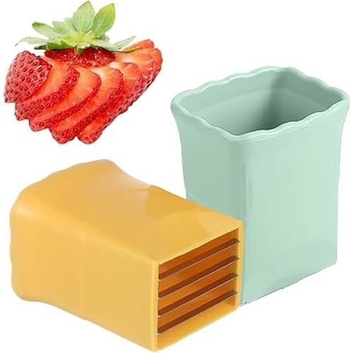 Strawberry Slicer - Cup Slicer - Cup Fruit Slicer - CEHNCEH® Cup Slicer Handheld - 2024 New Mini Fruit Slicer Cup - Stainless Steel Strawberry Slicer (2pcs)