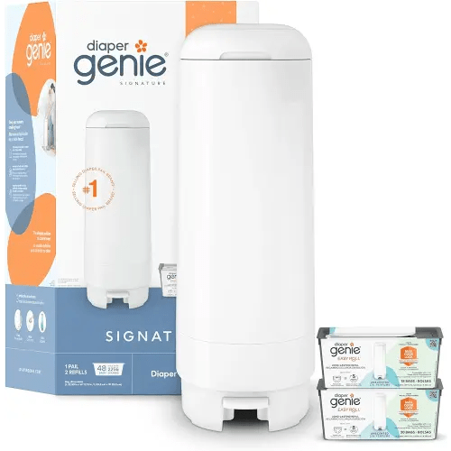 Diaper Genie Signature Gift Set | includes Easy Roll Refill with 48 Bags | Holds Up to 2256 Newborn Diapers