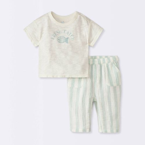 Baby Boys' Fresh Catch T-Shirt & Pants Set - Cloud Island™ Off-White 6-9M