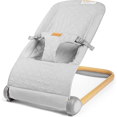 Baby Bouncer Seat, Breathable Fabric Infant Bouncer, Portable Bouncer Seat for Babies 0-6 Months, Infant Bouncy Seat for Baby Boys and Girls