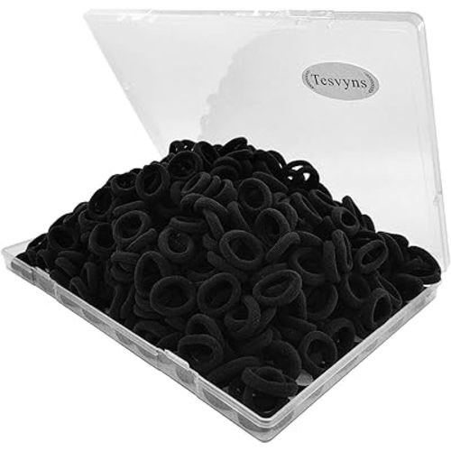 200Pcs Baby Hair Ties Cotton Toddler Hair Ties for Girls and Kids, Kids Seamless Hair Bands Ponytail Holders(Black)