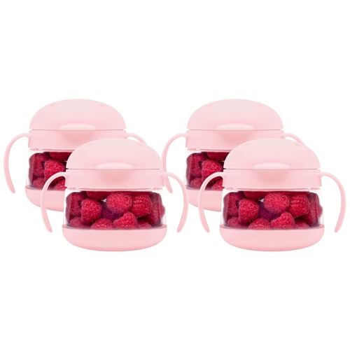 Ubbi Tweat No Spill Snack Container for Kids, BPA-Free, Toddler Snack Container, Blush Pink (Pack of 4)