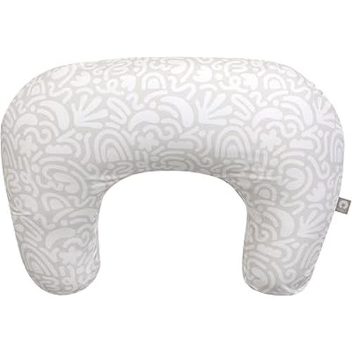 Boppy Nursing Pillow - Ergonomic Bottle & Breastfeeding Pillow with High, Firm, Large Area, Water-Repellent Cushion with Washable Cover; Baby Safety Alliance Verified - Cream Retro Squiggles
