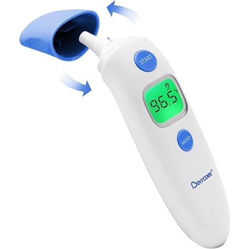 Berrcom 3 in 1 Forehead and Ear Thermometer Indoors Non-Contact Backlight Body Object Temperature Checking Sensor Touchless Digital Thermometer with Fever Alert