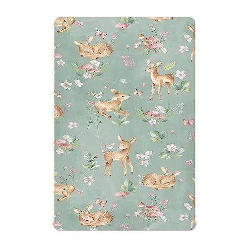 Burbuja Woodland Fawn Crib Sheet for Boys Girls, Fitted Crib Sheet 28 x 52 in for Standard Crib & Toddler Bed Mattresses, Soft & Breathable