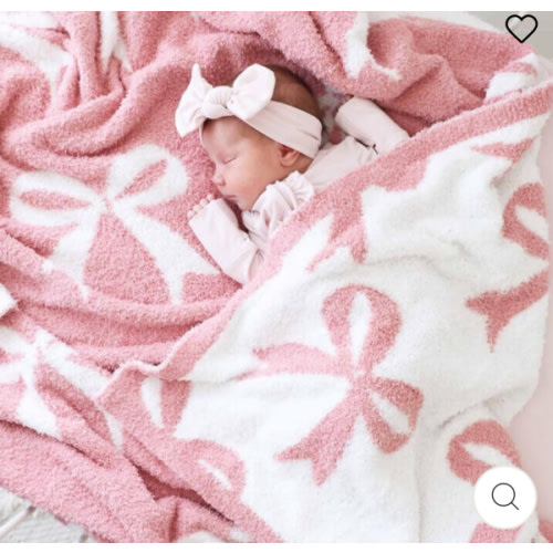 CuddleLane™ Luxe Blankets in Dark Pink BowsBaby Blanket | Caden Lane