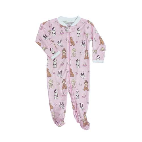 Doggie Zipper Footie in Pink