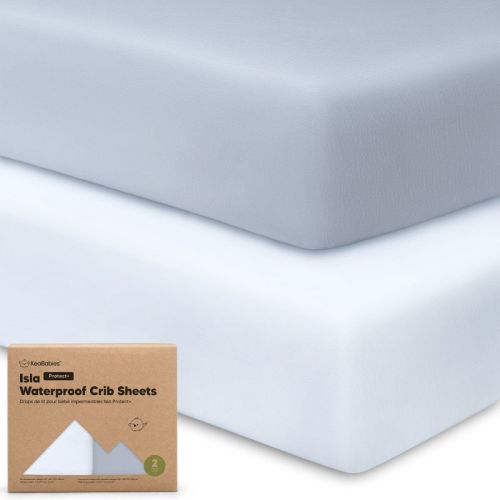 Keababies Isla Waterproof Crib Sheets For Boys, Girls, 2pk Baby Fitted Crib Sheet, Waterproof Crib Mattress Protector Sheets