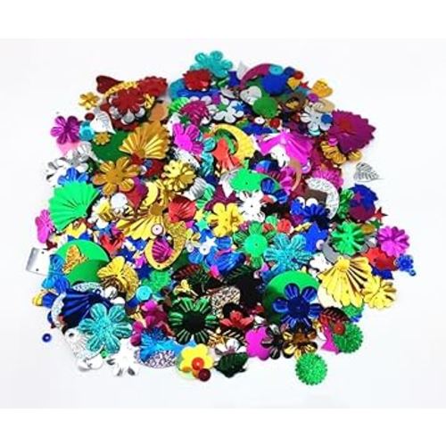 Honbay 100 Gram Mixed Sequins and Spangles Craft Supplies, Assorted Shapes, Color and Sizes