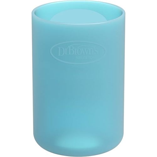 Dr. Brown's Natural Flow Options+ Glass Baby Bottle Sleeves,100% Silicone,4 oz,Narrow,Blue