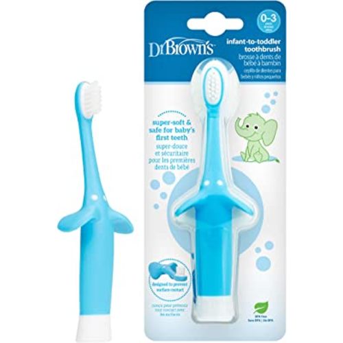 Dr. Brown’s Infant-to-Toddler Toothbrush, Elephant, Blue, 0-3 years