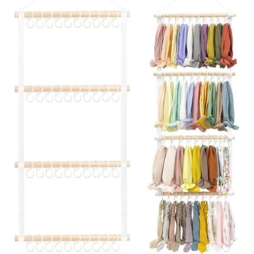 POVETIRE Headband Holder Hair Bows Organizer for Girls, Baby Hair Accessories Organizer Storage Wall Hanging Decor for Toddler Girls Room