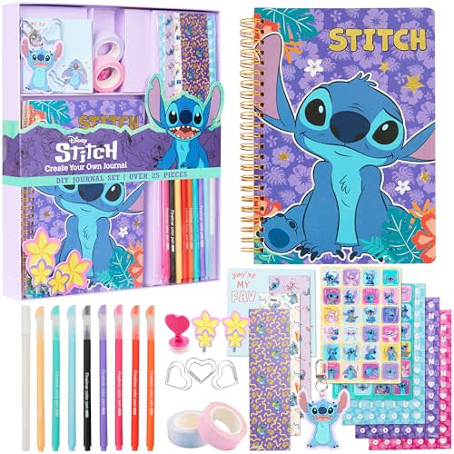 Disney Stitch DIY Journal Kit For Girls Teens, Cute Arts and Crafts Kits, A5 Spiral Notebook, Hair Clips, Pens, Sticker Sheets Stitch Gifts