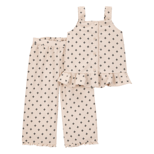 Baby 2-Piece Geo Print Button-Front Tank & Pull-On Pant Set - Tan - Carter's | Carter's