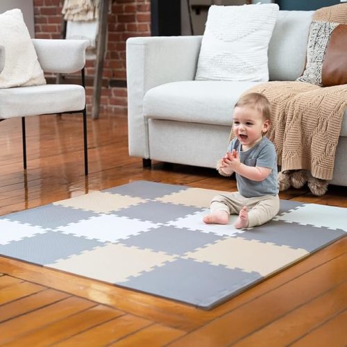 MioTetto Baby Play Mat, Soft Foam Floor Tiles for Kids. Adjustable Interlocking Foam Tiles, Fits with 50x50 Playpen Baby mat for Crawling & Development, Safe & Non-Toxic Playmat for Babies 6-12 Months