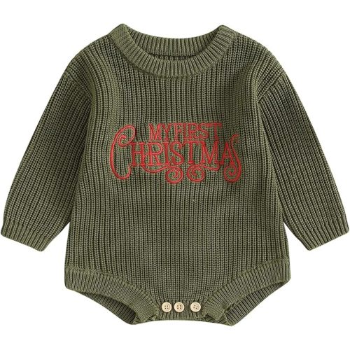 Adobabirl Baby Girl Boy Knitted Sweater Bubble Romper Long Sleeve Jumpsuit Festival Outfit Fall Winter Spring Clothes