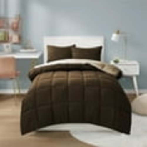 HIG Twin XL 5 Pieces Comforter Set, Chocolate Reversible and Lightweight Bed in a Bag with 1 Comforter, 1 Flat Sheet, 1 Fitted Sheet, 2 Pillowcases, All Season Bedding Set for Dorm Bedroom