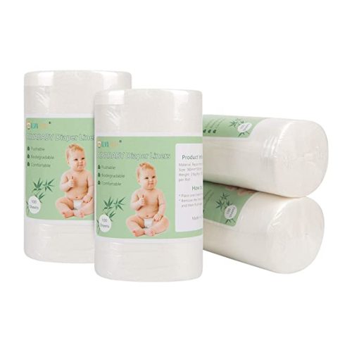 ALVABABY Disposable Flushable Liners for Cloth Diaper, Biodegradable Bamboo Cloth Diaper Liners, Compostable, Fragrance Free and Chlorine Free - 400 Sheets 4BBT02 - Rayon from Bamboo Liners - 100 Count (Pack of 4)