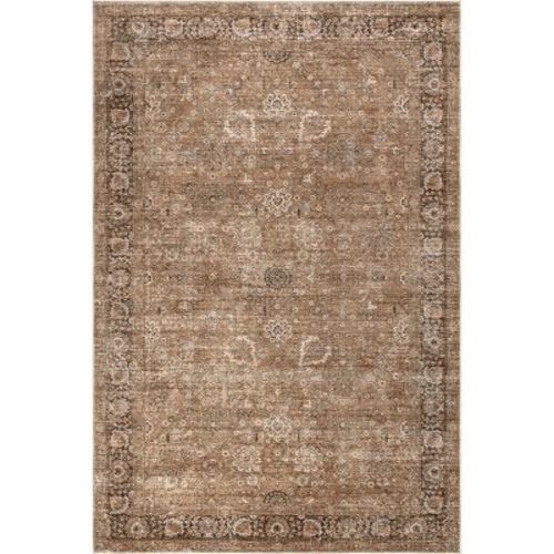 Lauren Liess X Rugs Usa - Bayberry Spill Proof Vintage Machine Washable Area Rug, 9' X 12', Bayberry Light Brown