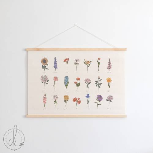 Farmhouse Flowers | Hanging Canvas | Floral Wall Art | Botanical Wall Art | Wildflower Decor
