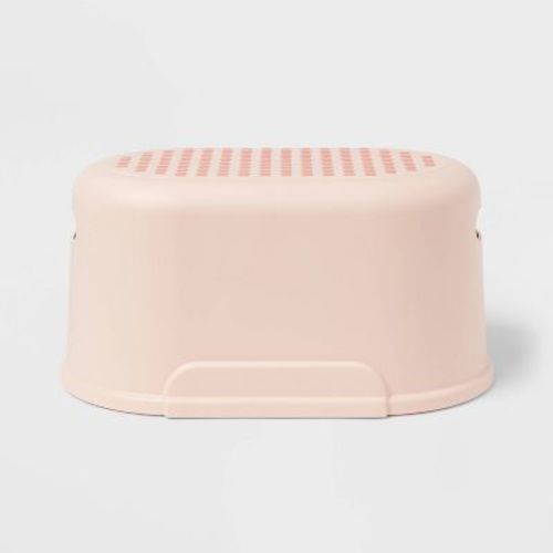 Kids' Single Step Stool Pink - Pillowfort™: Toddler Bathroom Stepping Stool, 15lb Capacity, No Assembly Required