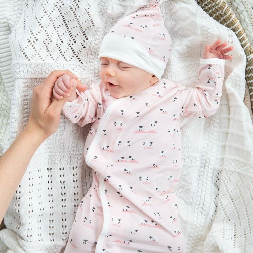 pink baa baa baby modal magnetic cozy sleeper gown + hat set – Magnetic Me