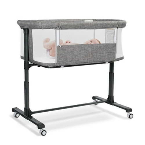 AILEEKISS Baby Bassinet Bedside Sleeper, Height Adjustable Newborn Baby Bassinet with Wheels, Grey