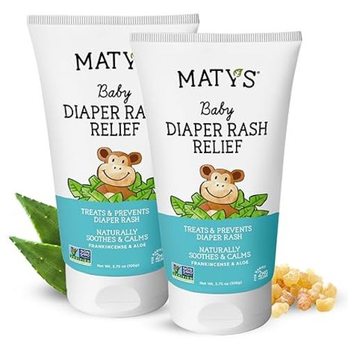 Matys Baby Diaper Rash Relief Ointment, Petroleum Free Diaper Cream for Babies 2 Months Old +, Soothing Balm Protection for Chafed Skin, Nurturing Lavender & Aloe w/Zinc Oxide, 2 Pack, 3.75 oz each