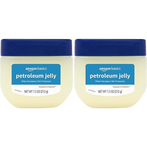 Amazon Basics Petroleum Jelly White Petrolatum Skin Protectant, Unscented, 7.5 oz, 2-Pack, (Previously Solimo)