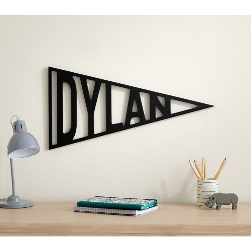 Personalized Wood Pennant - BLACK - TOMAS