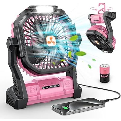 ONLYNEW Portable Fan Rechargeable, 20000mAh Cordless Battery Powered Fan with LED Lantern,Table Fan, USB C Battery Operated Fans for Travel Bedroom Home Camping Tent Office Beach Desk Fishing