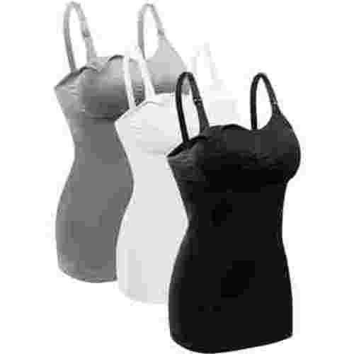 DAKIMOE Womens Nursing Tank Tops for Breastfeeding Maternity Camisoles with Built in Bra Sleep Maternity Cami Bras Pack of 3