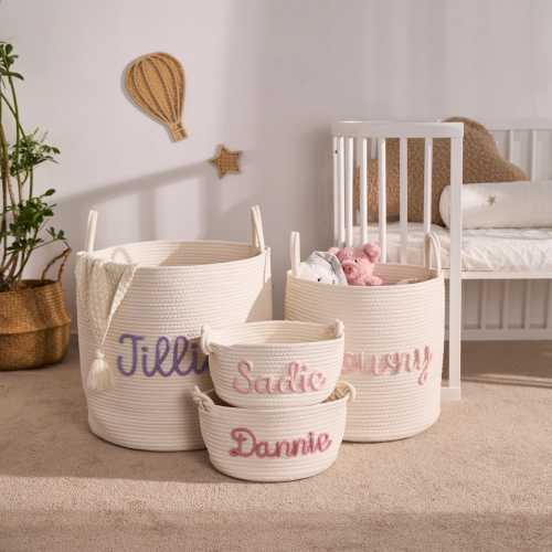 Name Handmade Basket | Home Storage | Baby Shower Gifts | Baby Toys Basket | Toy Basket | Baby Name Gift