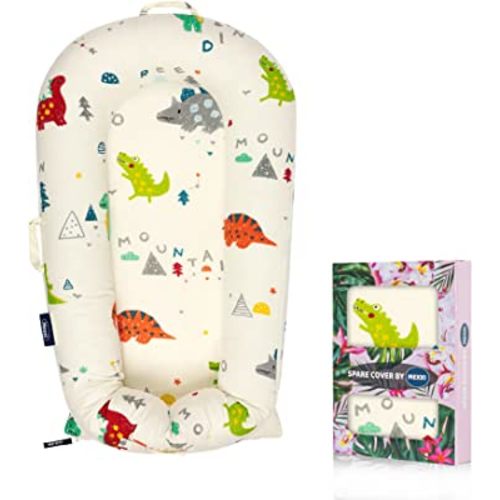 Baby Lounger Cover for Dockatot Deluxe + | Premium Quality Newborn Lounger Cover | 100% Cotton Hypoallergenic Extra Cover [Fits Deluxe+] (Cover Only) (Dino)