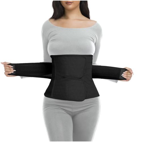 ChongErfei Postpartum Belly Band & Abdominal Binder Post Surgery Compression Wrap Recovery Support Belt (S/M, Black)