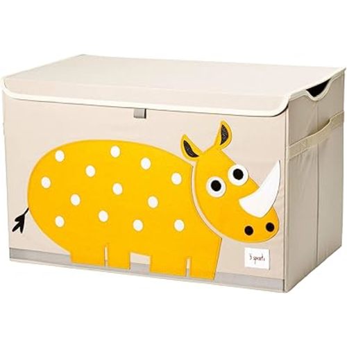 3 Sprouts Large Toy Chest for Kids with Lid and Handles - Collapsible Toy Storage Bin/Trunk/Box/Basket Organizer for Boys & Girls Playroom, Nursery, Rhino