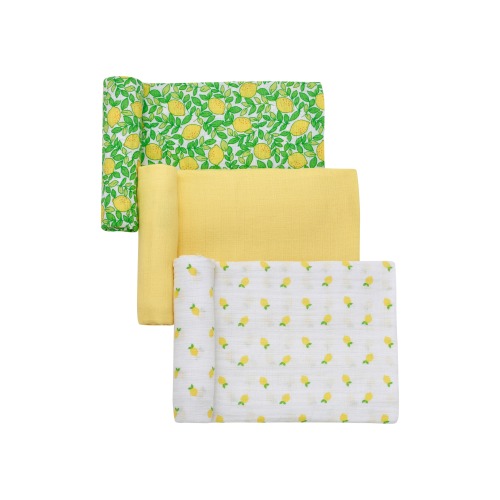 Lemon Print 3-Pack Assorted Swaddle Blanket Set