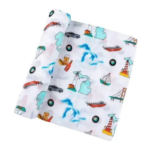 Gift Set: Michigan Baby Swaddle Blanket & Burp Cloth Combo – Little Hometown