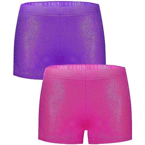 Girls Dance Short for Gymnastics Athletic Shorts Sparkle Glitter Tumbling Bottoms