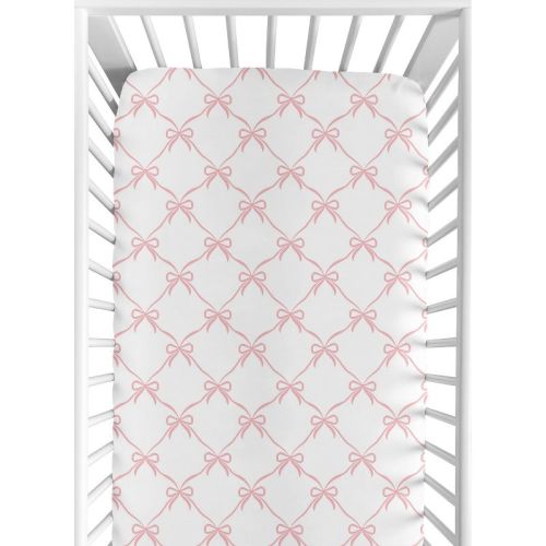 Sweet Jojo Designs Girl Baby Fitted Crib Sheet Ballerina and Ballet Bows Pink and White